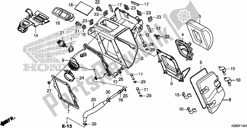 Alle onderdelen voor de Luchtfilter van de Honda CRF 125 FB F 2019