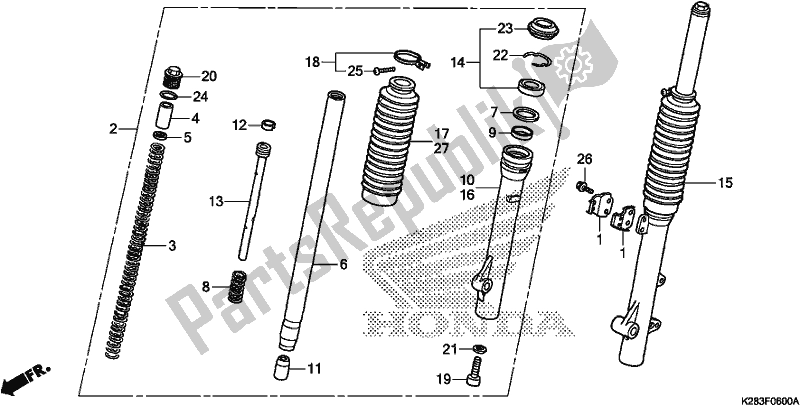 All parts for the Front Fork of the Honda CRF 125 FB F 2019