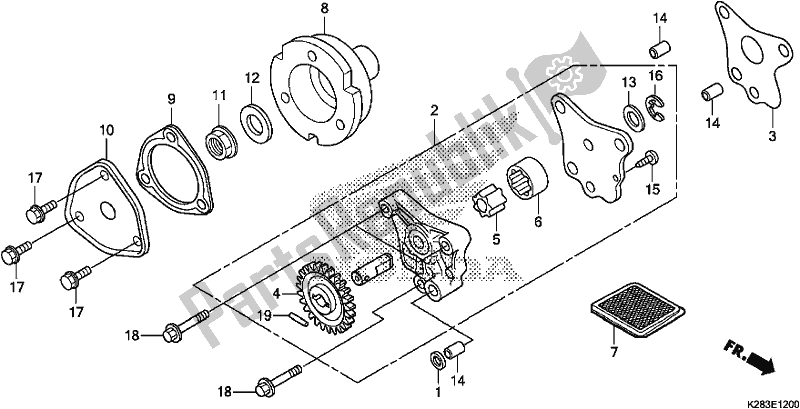 Alle onderdelen voor de Oliepomp van de Honda CRF 125 FB F 2019