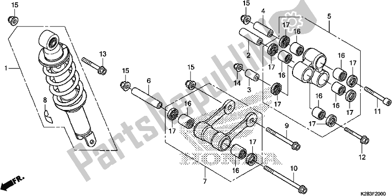 Tutte le parti per il Cuscino Posteriore del Honda CRF 125 FB F 2019