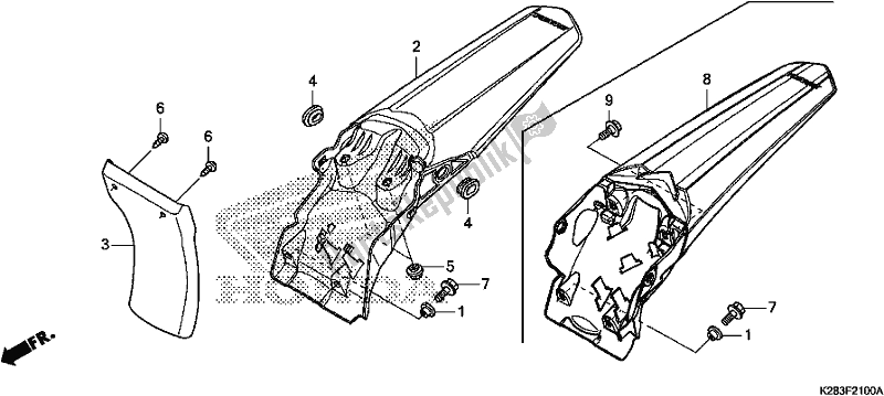 Toutes les pièces pour le Garde-boue Arrière du Honda CRF 125 FB F 2019