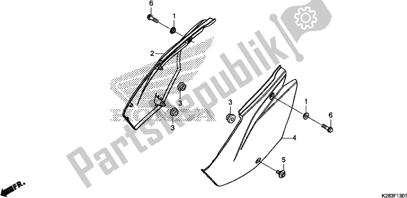 Toutes les pièces pour le Couvercle Latéral du Honda CRF 125 FB F 2019