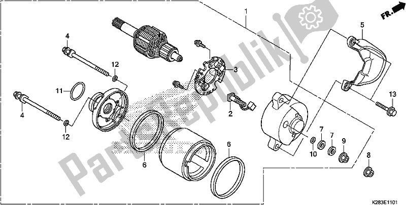 Todas as partes de Motor De Arranque do Honda CRF 125 FB F 2019