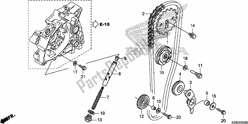 All parts for the Cam Chain/tensioner of the Honda CRF 125 FB F 2020