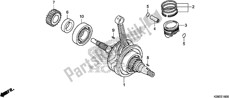 Todas as partes de Virabrequim / Pistão do Honda CRF 125 FB F 2020