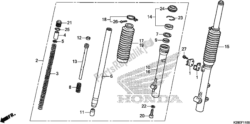 Todas as partes de Garfo Dianteiro do Honda CRF 125 FB F 2020