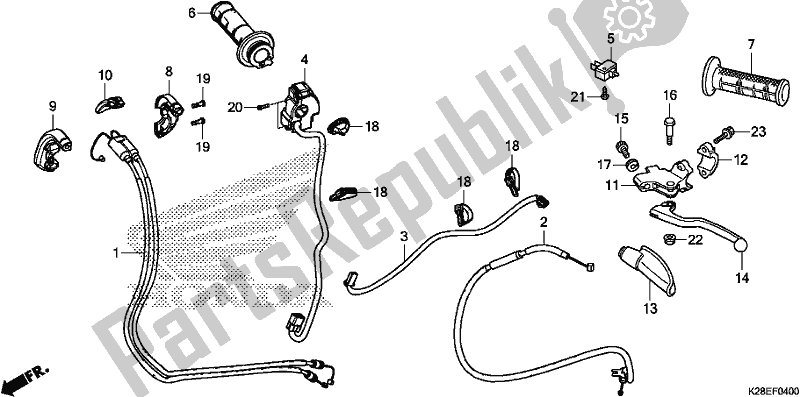 All parts for the Handle Lever/switch/cable of the Honda CRF 125 FB F 2020