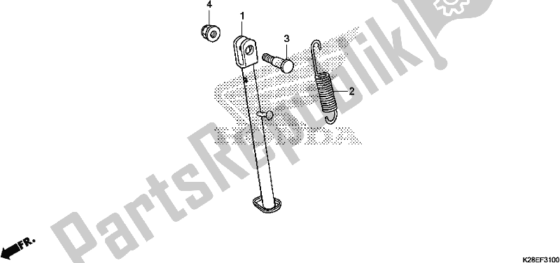 Todas as partes de Suporte Lateral do Honda CRF 125 FB F 2020