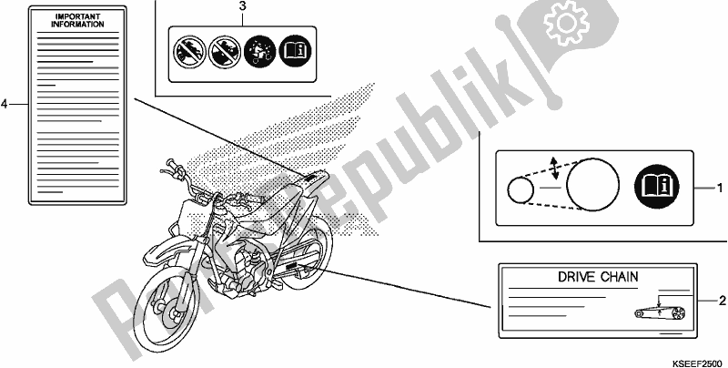 Todas las partes para Etiqueta De Precaución de Honda CRF 150 RB 2018