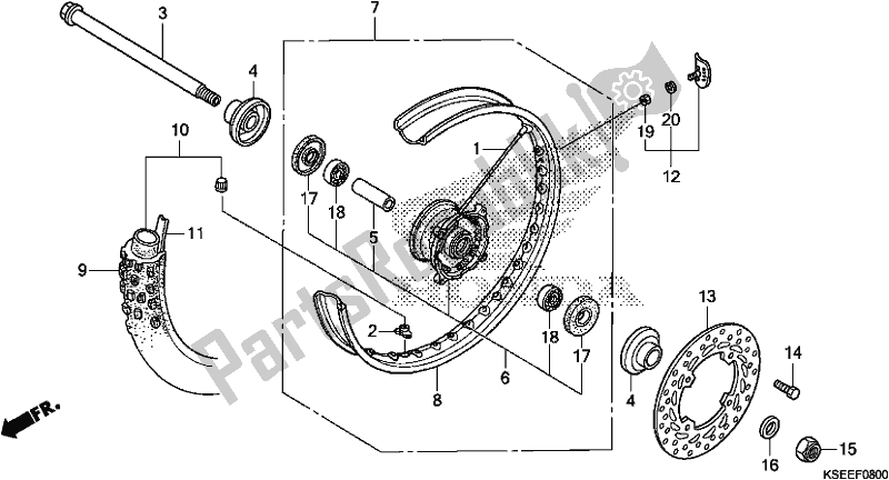 All parts for the Front Wheel of the Honda CRF 150 RB 2018