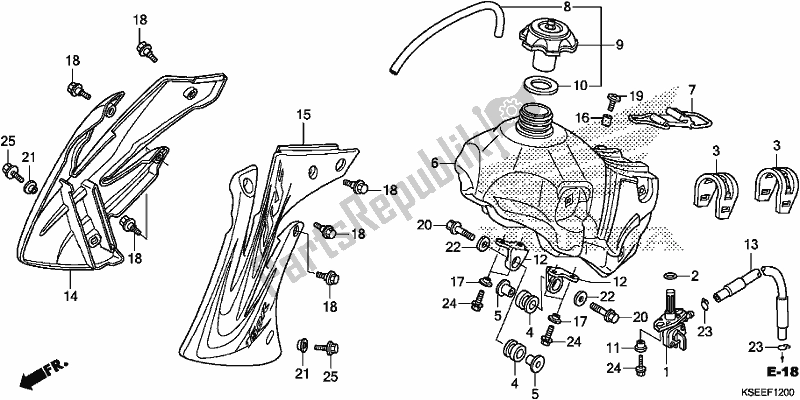 Tutte le parti per il Serbatoio Di Carburante del Honda CRF 150 RB 2018