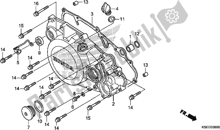 Tutte le parti per il R. Coperchio Del Carter del Honda CRF 150 RB 2018