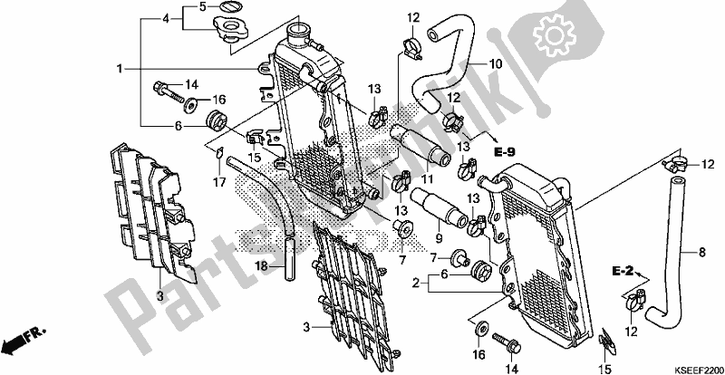 Alle onderdelen voor de Radiator van de Honda CRF 150 RB 2018