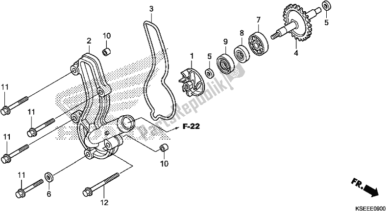 Tutte le parti per il Pompa Dell'acqua del Honda CRF 150 RB 2018