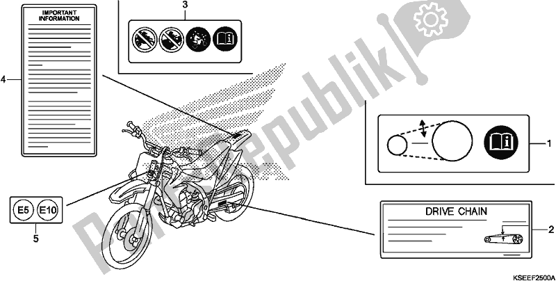 Tutte le parti per il Etichetta Di Avvertenza del Honda CRF 150 RB 2019