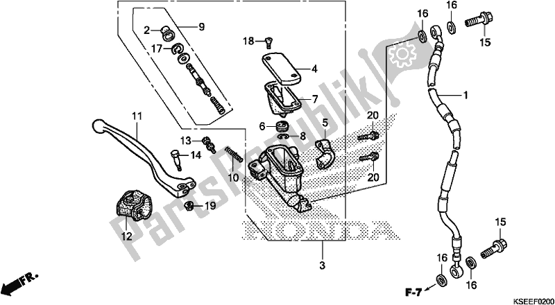 Todas as partes de Cilindro Mestre Do Freio Dianteiro do Honda CRF 150 RB 2019