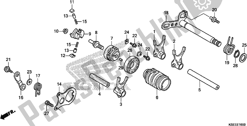 Alle onderdelen voor de Versnellingsbak van de Honda CRF 150 RB 2019