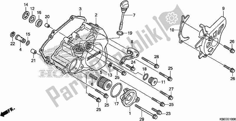 Alle onderdelen voor de Linker Carterdeksel van de Honda CRF 150 RB 2019