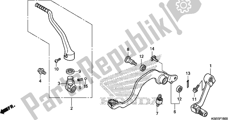 All parts for the Pedal/kick Starter Arm of the Honda CRF 150 RB 2019