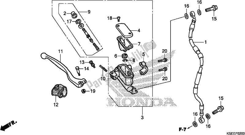 Todas as partes de Cilindro Mestre Do Freio Dianteiro do Honda CRF 150 RB 2020