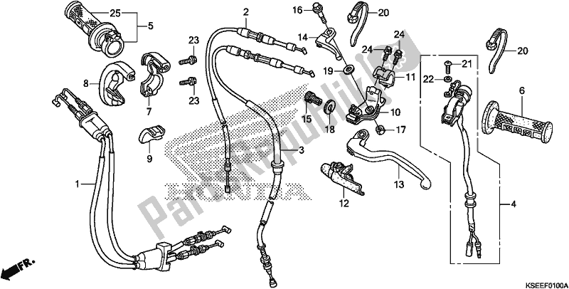 Alle onderdelen voor de Handle Lever/switch/cable van de Honda CRF 150 RB 2020