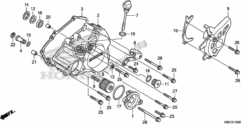 Alle onderdelen voor de Linker Carterdeksel van de Honda CRF 150 RB 2020