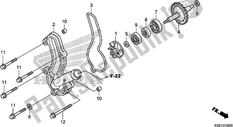 Alle onderdelen voor de Waterpomp van de Honda CRF 150 RB 2020