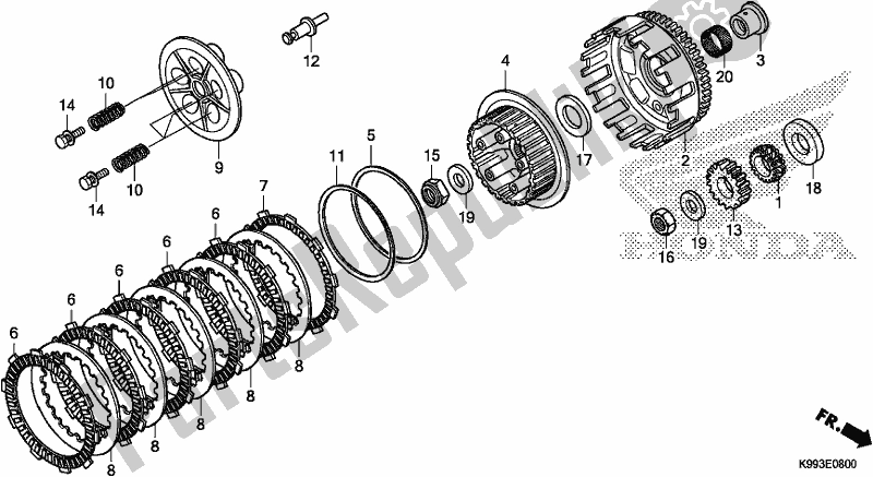 Todas as partes de Embreagem do Honda CRF 250F 250 R 2019