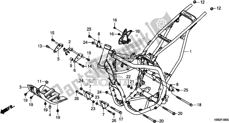 All parts for the Frame Body of the Honda CRF 250F 250 R 2019