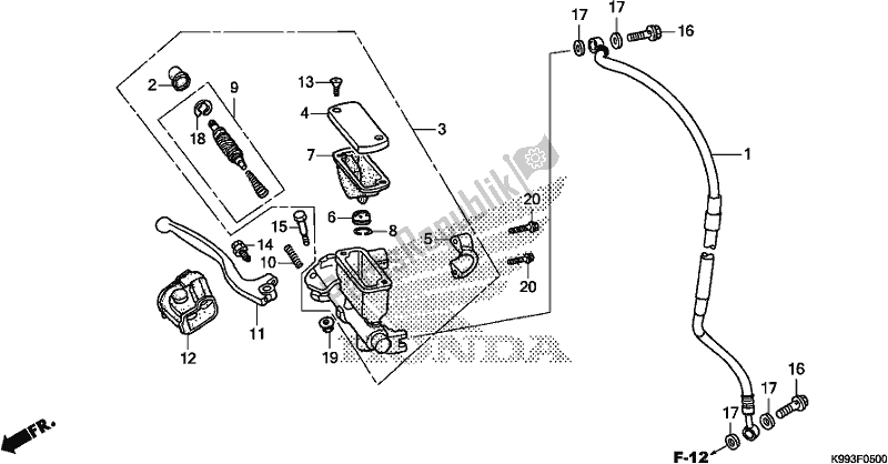 Todas las partes para Cilindro Maestro Del Freno Delantero de Honda CRF 250F 250 R 2019