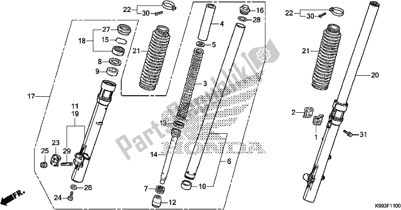 Todas as partes de Garfo Dianteiro do Honda CRF 250F 250 R 2019