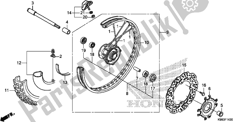 Todas as partes de Roda Da Frente do Honda CRF 250F 250 R 2019