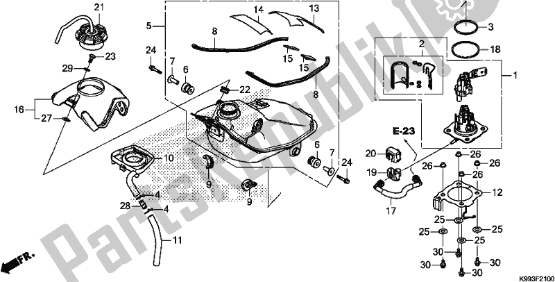 Todas as partes de Tanque De Combustível do Honda CRF 250F 250 R 2019