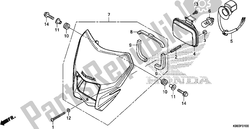 All parts for the Headlight of the Honda CRF 250F 250 R 2019