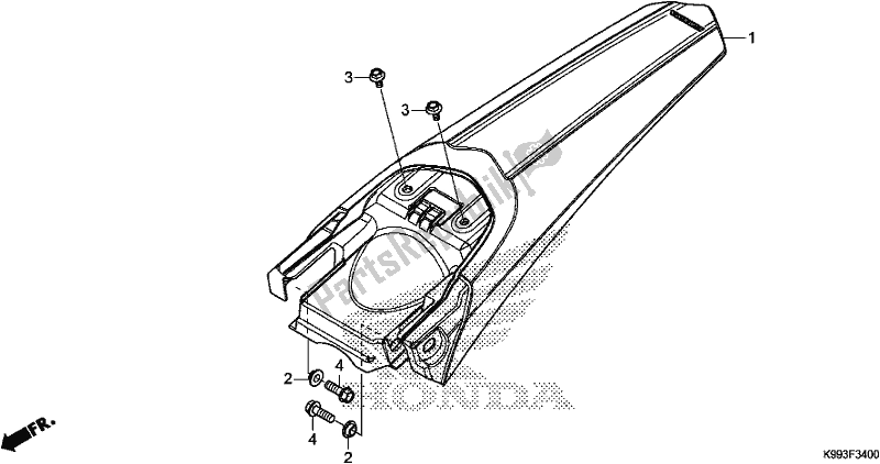 Todas as partes de Pára-choque Traseiro do Honda CRF 250F 250 R 2019