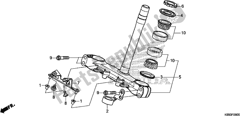 All parts for the Steering Stem of the Honda CRF 250F 250 R 2019