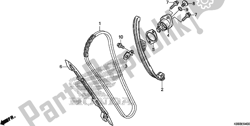 Alle onderdelen voor de Nokkenketting / Spanner van de Honda CRF 250F 250 R 2020