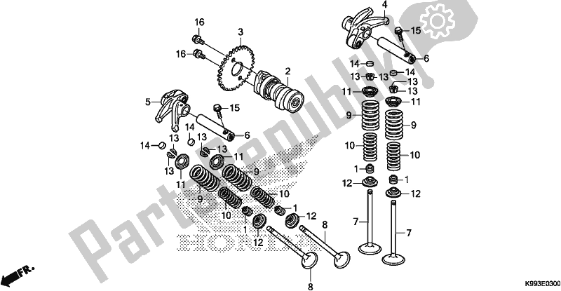 Alle onderdelen voor de Nokkenas / Klep van de Honda CRF 250F 250 R 2020