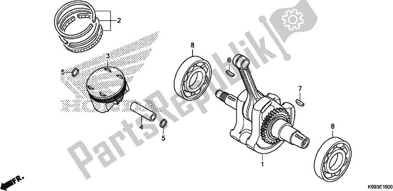 Tutte le parti per il Albero Motore / Pistone del Honda CRF 250F 250 R 2020