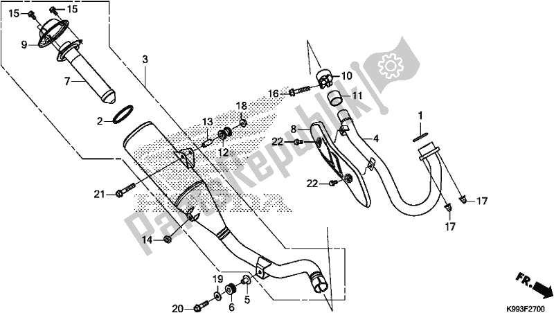 Alle onderdelen voor de Uitlaatdemper van de Honda CRF 250F 250 R 2020