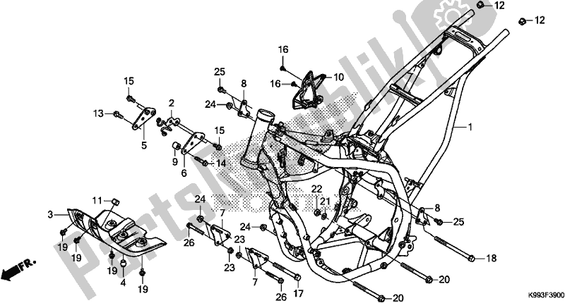 Alle onderdelen voor de Frame Lichaam van de Honda CRF 250F 250 R 2020