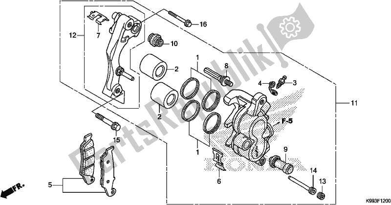 All parts for the Front Brake Caliper of the Honda CRF 250F 250 R 2020