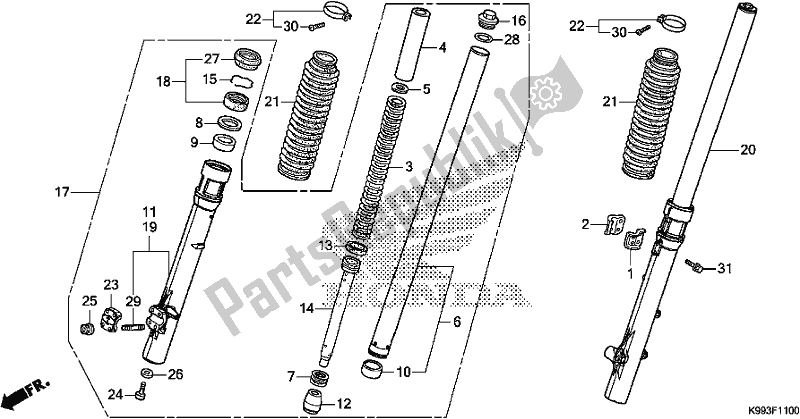 Tutte le parti per il Forcella Anteriore del Honda CRF 250F 250 R 2020