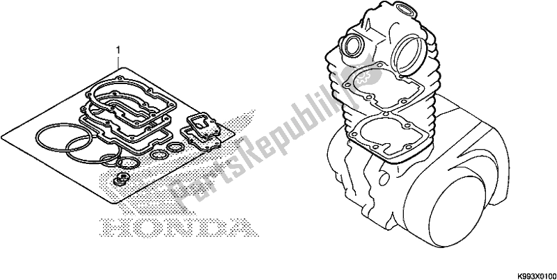 Tutte le parti per il Kit Guarnizioni A del Honda CRF 250F 250 R 2020
