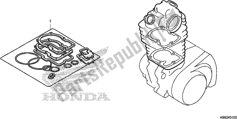 Tutte le parti per il Kit Guarnizioni A del Honda CRF 250F 250 R 2020