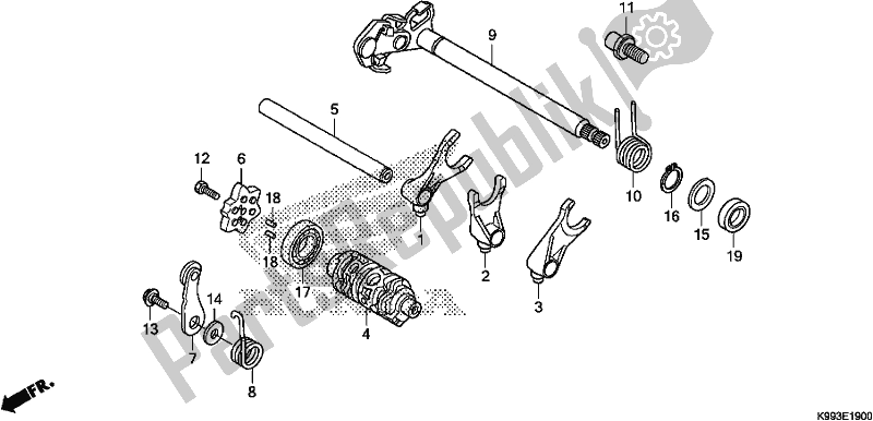 All parts for the Gearshift Drum of the Honda CRF 250F 250 R 2020