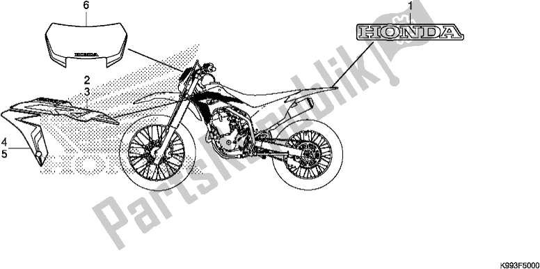 Tutte le parti per il Mark/stripe del Honda CRF 250F 250 R 2020