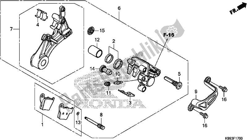 Tutte le parti per il Pinza Freno Posteriore del Honda CRF 250F 250 R 2020