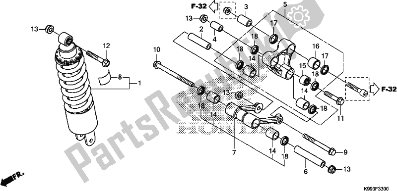 Tutte le parti per il Cuscino Posteriore del Honda CRF 250F 250 R 2020