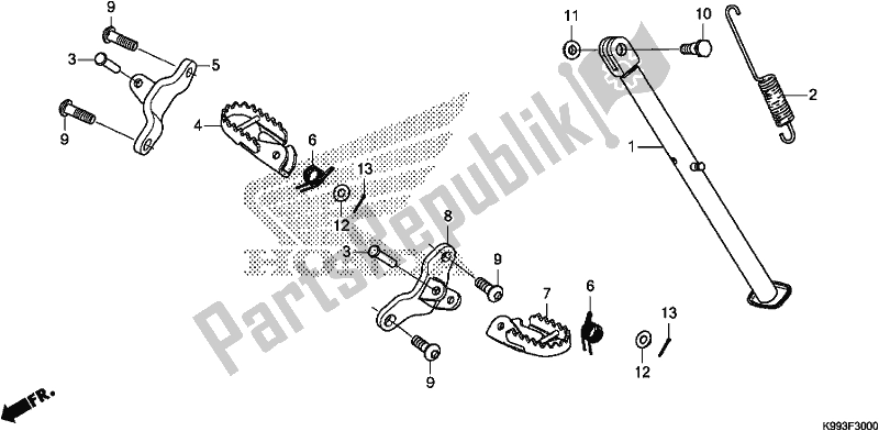 All parts for the Step/stand of the Honda CRF 250F 250 R 2020